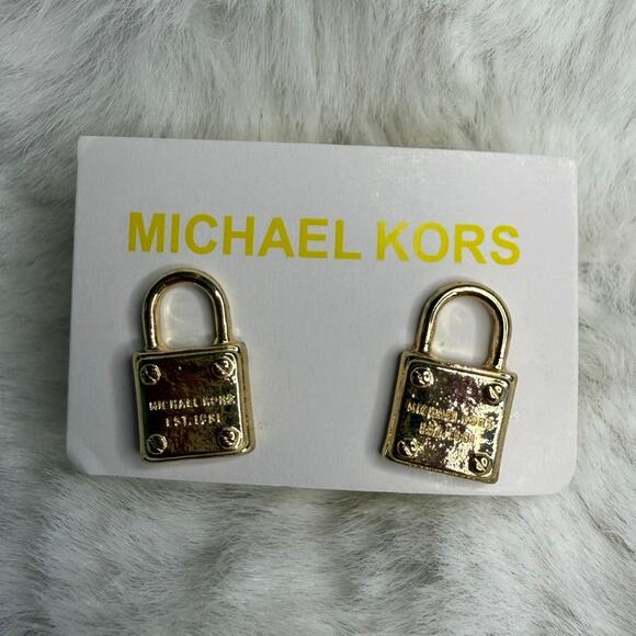 Michael Kors Jewelry - MICHAEL KORS Est 1981 Gold-Tone Logo Padlock Stud Earrings